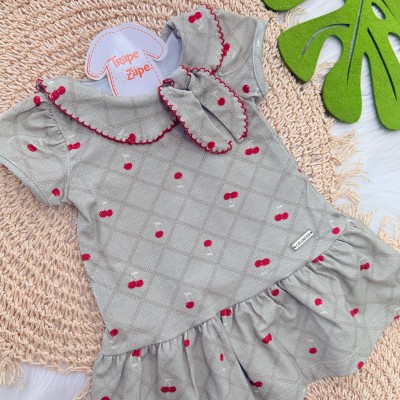Vestido Cerejinha com Gola Retrô - Verde